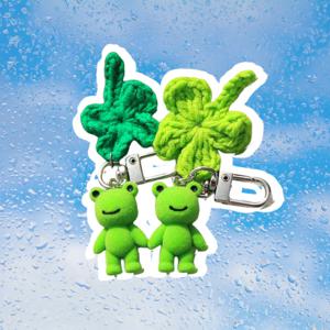 럭키 뜨개 개굴 키링 키홀더 열쇠고리 가방고리 개구리