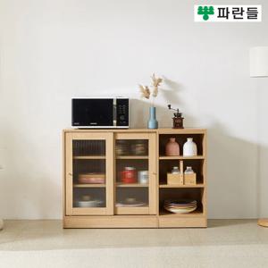 파란들가구 1200 유리문 미닫이도어 수납장 다용도수납장