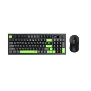 오피스프로 WMK90 사일런스 M 무선 LCD 키보드 마우스 세트 94 포커 그린 RC2