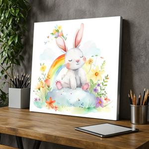 무지개위의꿈 토끼 그림 캔버스액자 동물 아이방 키즈 카페 인테리어 액자