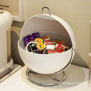 철제 원형 브레드박스커피캡슐 수납함  화이트 25cm (마그넷증정)