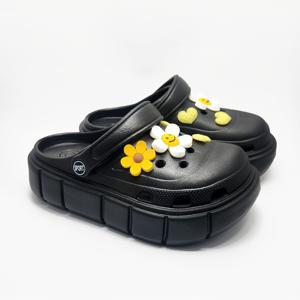 스마일 꽃 파츠 포함 5cm 통굽 EVA 키높이 아쿠아 샌들 슬리퍼 클로그 슬리퍼