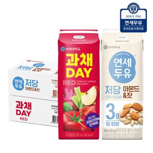 연세 저당 두유 아몬드잣 24팩 + 과채데이 음료 레드 24팩 (총48팩)