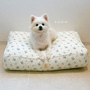 여름 시어서커 지짐이 리플 사각 강아지 고양이 방석 하우스 침대 푹신한 높이조절 수수
