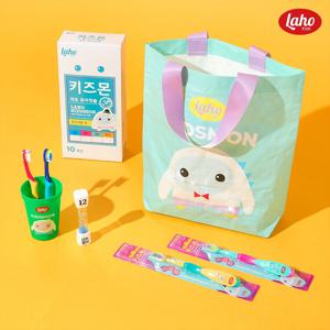 키즈몬 어린이칫솔 10개+양치컵+타포린백+모래시계 세트 어린이집 생일 답례품