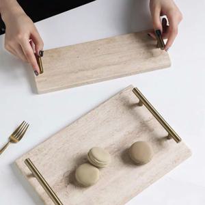 천연 대리석 트래버틴 트레이 촬영 소품 골드 포인트 스톤 오브제 전시다이 진열대