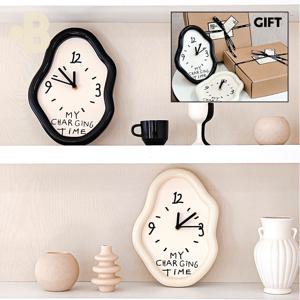 비정형 무소음 무타공 거실 벽걸이 탁상 시계 겸용 이사선물 인테리어 소품 집들이 선물포장