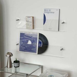 쇼윈도 무타공 투명 아크릴 벽선반 LP장 매거진랙