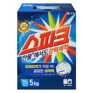 애경 스파크 가루세제 오리지널 5kg 카톤 세탁 빨래 찬물 강력세척 얼룩제거 효소
