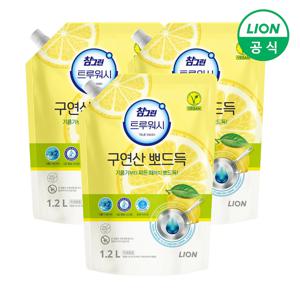 참그린 트루워시 구연산 뽀드득 주방세제 리필 1.2L X 3개 (레몬향)
