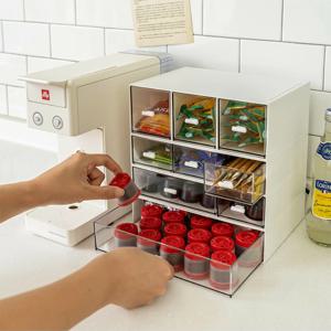 투명 다용도 서랍함 쌓아쓰는 서랍 약통정리함 홈카페 사무실 소품 보관함 아크릴 탕비실 티백