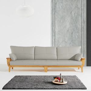 블라인 이태리천연면피가죽 천연오크원목소파(4인용, 스툴별매)