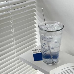 내열 물컵 맥주잔 유리컵 홈카페 레터링 텀블러 500ml