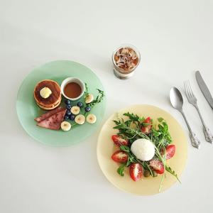 글로시 파스텔 브런치접시 / 홈카페감성 유리플레이트 27cm