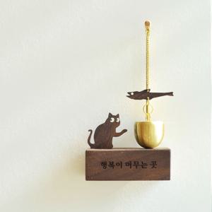 원목 도어벨 문종 액막이 명태 현관종 고양이