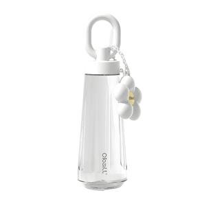 블러썸 트라이탄 오볼텀블러 600ml 화이트 빨대 물병 물통 꽃 키링