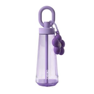 블러썸 트라이탄 오볼텀블러 600ml 퍼플 빨대 물병 물통 꽃 키링