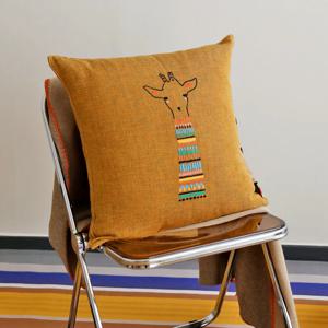 소파 사각 자수 쿠션 커버 50x50 마멀레이드 기린 (솜별도)