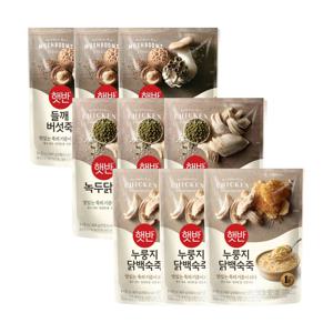 햇반죽 들깨버섯죽 420g x3개+녹두닭죽 420g x3개+누룽지닭백숙죽 420g x3개