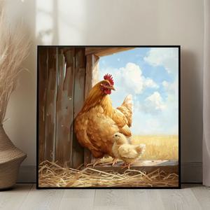 햇살아래닭 그림 알루미늄액자 수탉 암탉 병아리 재물운 동물 풍수 지리 인테리어 액자