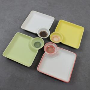 도자기 소스그릇 반찬그릇 종지 사각접시 소스앞접시(4color)