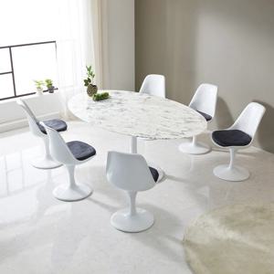클라라 대리석 타원형 4인 식탁 테이블 1600