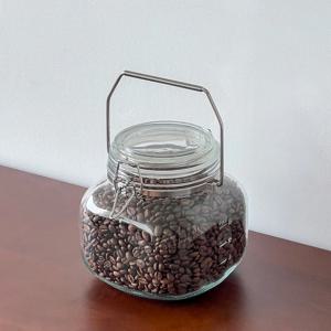 미르 갤런 담금주 눈금 유리병 클립탑 스텐손잡이 사각 2400ml