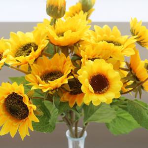 5송이 해바라기 리얼 꽃 조화 꽃다발 행운 인테리어