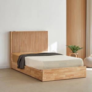 제제 고무나무 원목 침대프레임 수납 조명 LED 라지킹