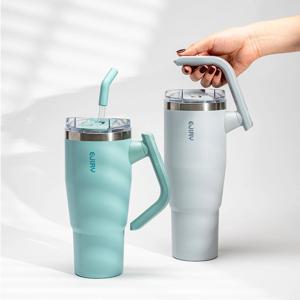 에지리 블레이저 회전 손잡이 스텐 보온 보냉 빨대 텀블러 950ml