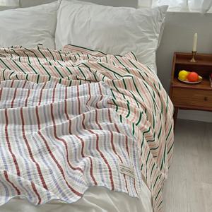 레트로 스트라이프 2중 거즈 블랭킷 담요 여름 캠핑 얇은 이불 쇼파 담요