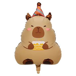 케이크 든 카피바라 호일 풍선 생일 이벤트 캐릭터 딸생일 은박