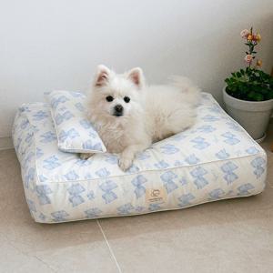 사각 강아지 고양이 방석 하우스 침대 푹신한 높이조절 블루랜드