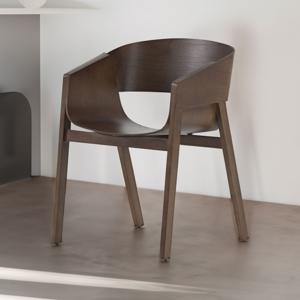 블랑 라운드 오크우드 카페 식탁 팔걸이의자