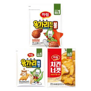 용가리치킨 300g*1봉+치킨너겟 300g*1봉+치킨볼달콤양념 450g*1봉