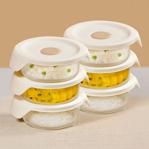 한끼완성 전자레인지 냉동밥보관 내열유리 용기 6P 390ml