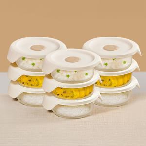 [단독 구성] 한끼완성 전자레인지 냉동밥보관 내열유리 용기 (9p세트 390ml)