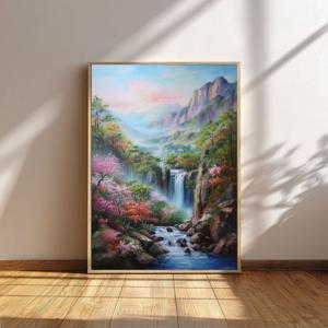 봄날 폭포 그림 알루미늄 액자 물 여름 재물운 인테리어 액자
