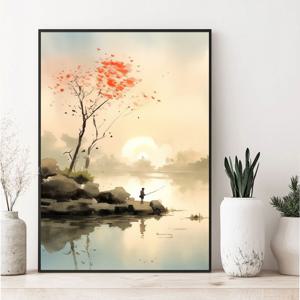 명상 어부 그림 캔버스액자 어부도 낚시 풍경 장수 부모님 선물 풍수 대형 인테리어 액자