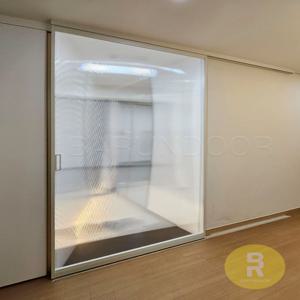 원슬라이딩중문 오픈형 화이트 플루트강화유리