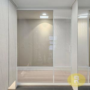 원슬라이딩중문 유리분할형 화이트 브론즈+모루세로강화유리