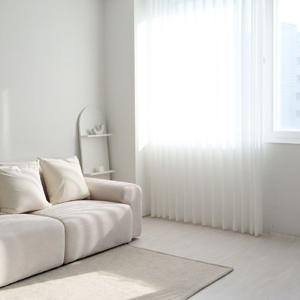 이음선없는 밀크화이트 쉬폰커튼 3size