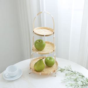 라탄 트레이 2단 3단 애프터눈티 디저트 접시 베이커리 진열대 (3size)
