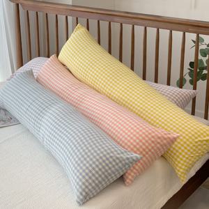 파스텔체크 바디필로우 순면 긴 베개 롱 쿠션 커버(2sizes)