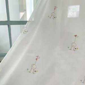 롱롱 자수 기린 가림막커튼 창문 도어 가리개 베란다 중문 아이방 커튼