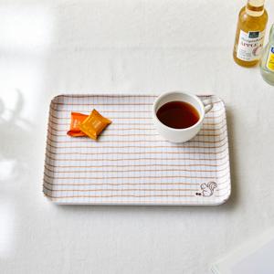 L 숲속다람쥐 멜라민 카페트레이 겸 쟁반 M 크레용브라운