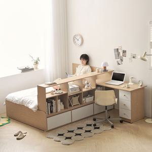국내제작 올인원 파티션 서랍수납침대 SS (1500책상 포함) +매트 선택 2Colors