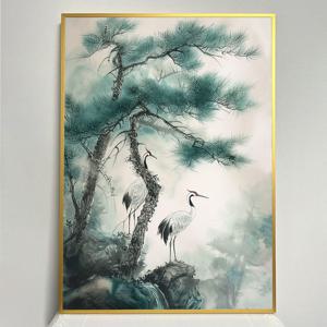 솔숲의  학 그림 알루미늄 액자 장수 건강 학업  풍수
