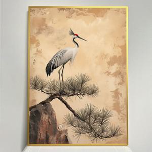 정적의솔바람 학 그림 알루미늄 액자 장수 건강 학업  풍수