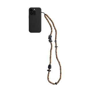 nature beads crossbody phone strap brown